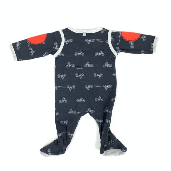 3/$25 Petit Lem Baby Footie Pajama One Piece Motorcycles 0-3M - Picture 4 of 5